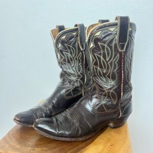 ACME Peewee Brown Leather 60’s 60s Retro Vintage Western Cowboy Boots 8.5